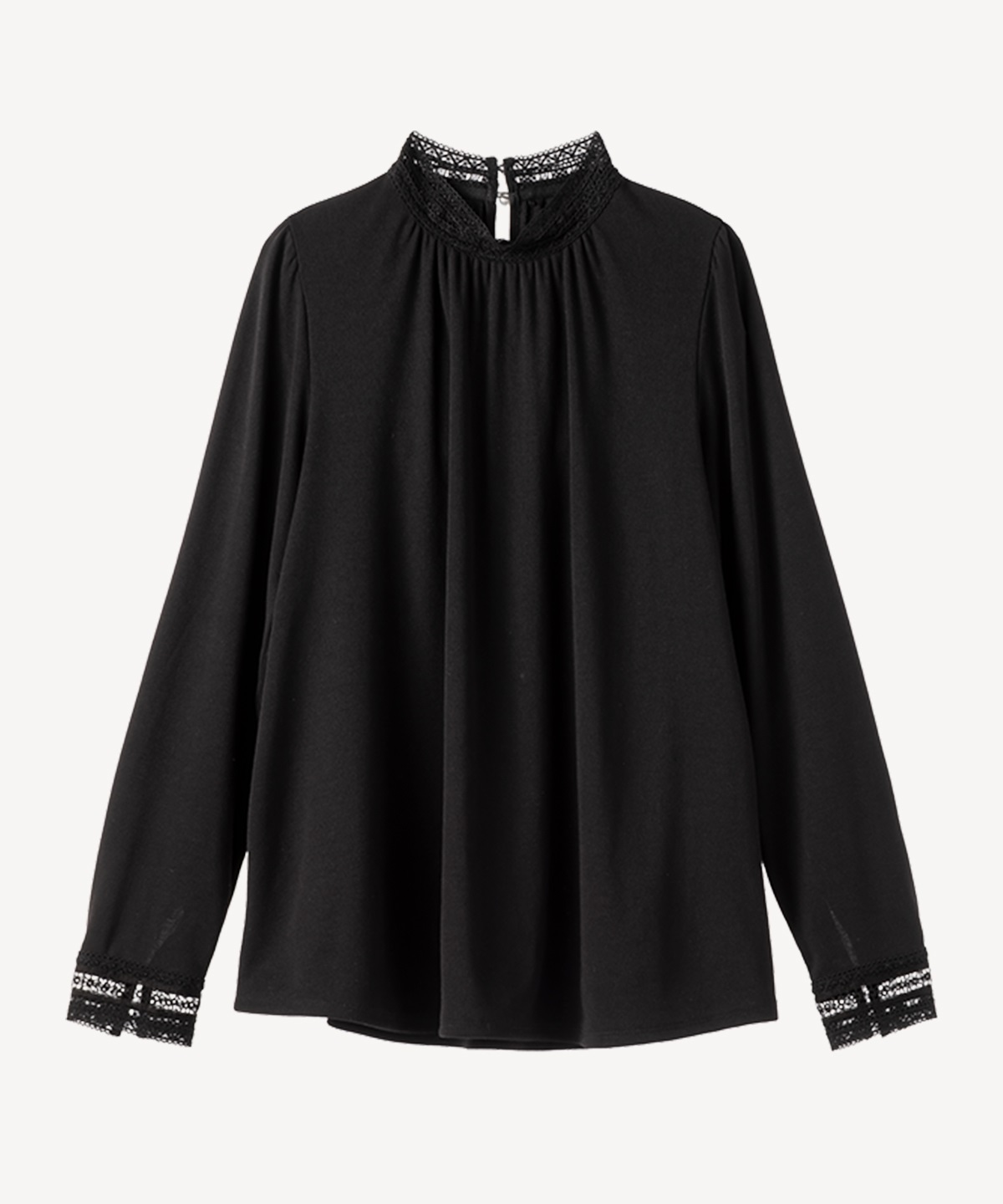 レースネックカットソー(black-36)