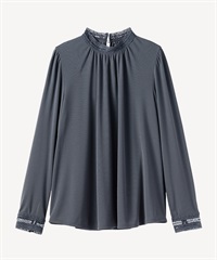 レースネックカットソー(blue gray-36)