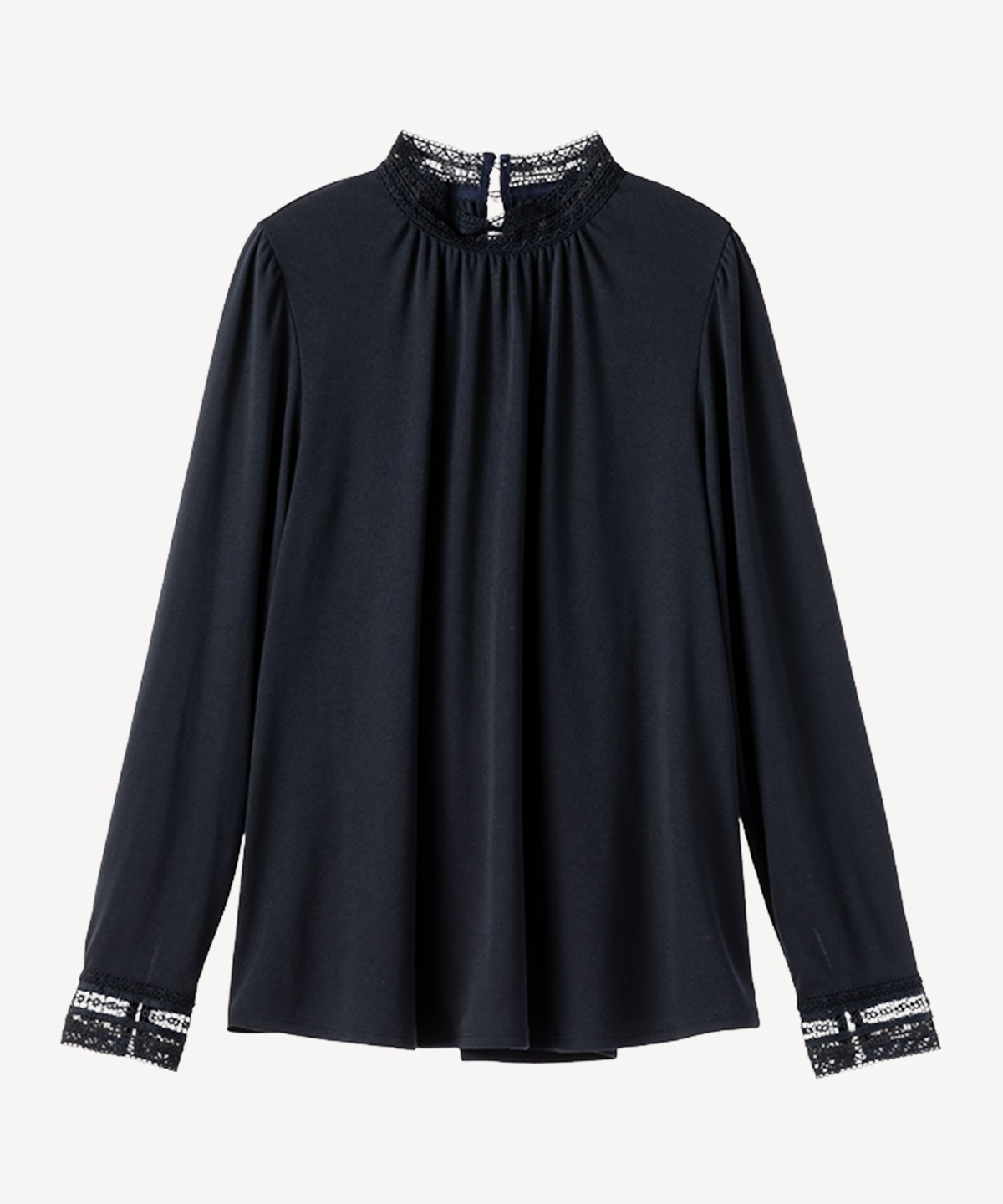 レースネックカットソー(navy-36)