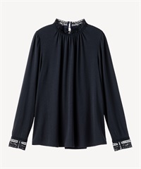 レースネックカットソー(navy-36)