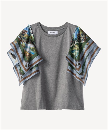 ダック柄スカーフプリントTシャツ(gray-36)
