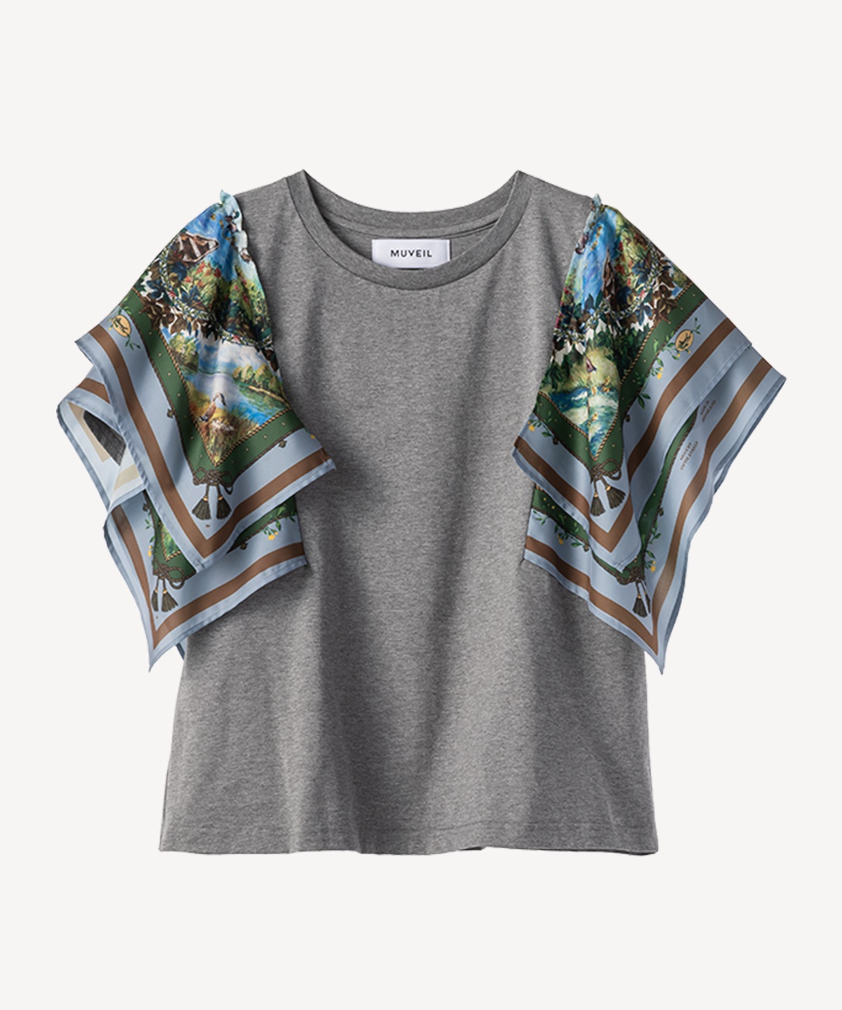 ダック柄スカーフプリントTシャツ(gray-36)