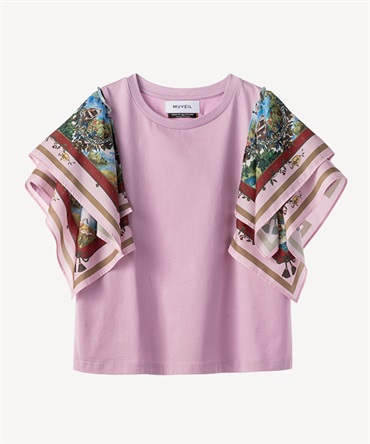 ダック柄スカーフプリントTシャツ(pink-36)