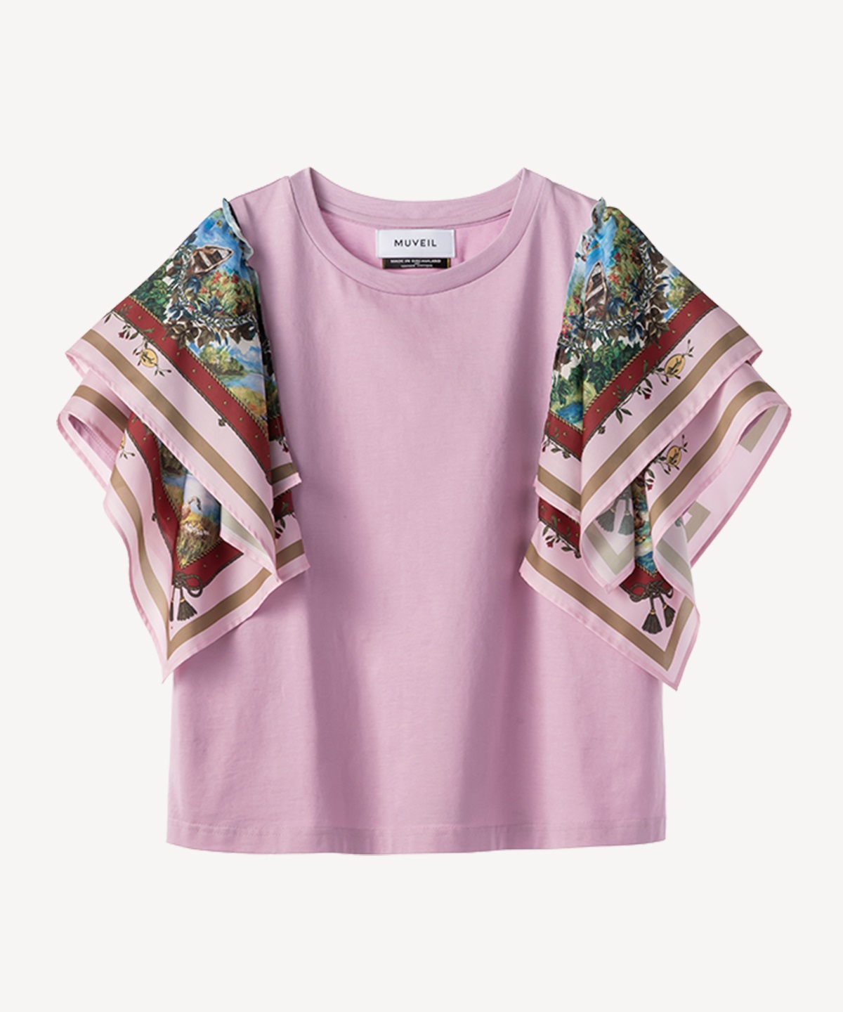 ダック柄スカーフプリントTシャツ(pink-36)