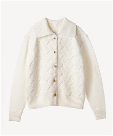 格子編みカーディガン(off white-36)