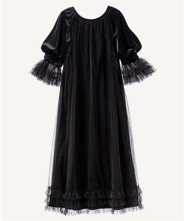 ベロアチュールワンピース(black-38)
